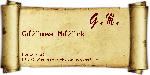 Gémes Márk névjegykártya